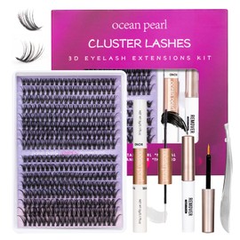 Ocean Pearl Lash Clusters 320PCS Lash Extension Kit 40D+50D DIY Eyelash Extension Kit Natural Lashes Fluffy Eyelashes 10-16mm Lash Cluster Kit with Lash Bond and Seal Tweezers Lash Lift Kit