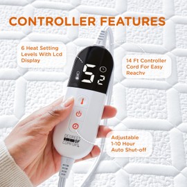 Degrees of Comfort Heated Mattress Pad Twin Size- Bed Warmer with Memory Function, 10-Hour Auto Shut-Off, Single Controller, 6 Fast Heating Levels, Breathable Air-Layer Electric Mattress Pad, 39"x75"