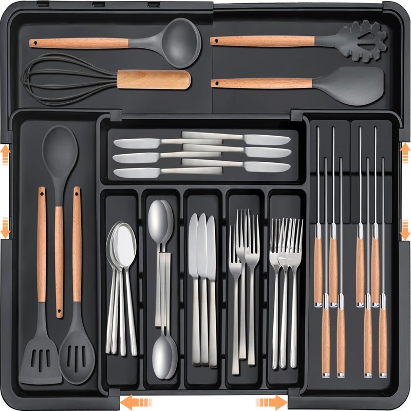 Homecor Silverware Organizer - Expandable Large Kitchen Drawer Organizer Utensil