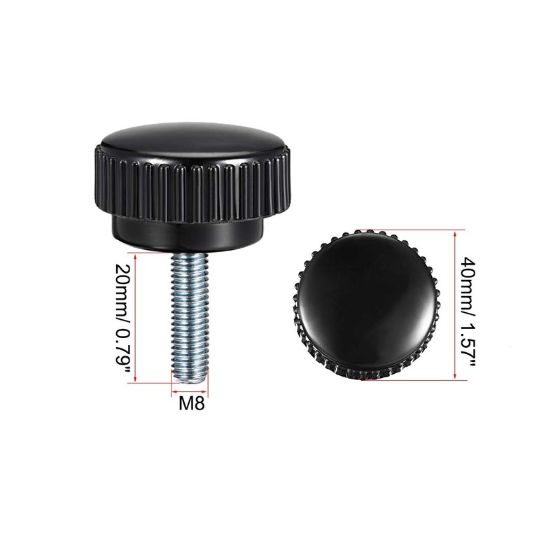 sourcing map 2pcs Knurled Clamping Knobs M8 x 20mm Metric