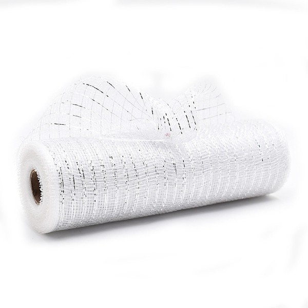 JStnana White Deco Mesh Ribbon 10 inch for Wreath Making