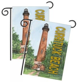 Brotherhood Currituck Beach NC Lighthouse Ron Williams Artist Two Flags & Two Metal Stands