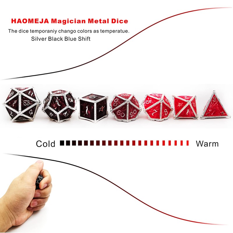 HAOMEJA Color Changing dice Metal Dragons dice DND dice Set
