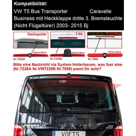 Top Mount Bremsleuchte Kamera Bremslicht Rückfahrkamera Wasserdicht Auto Einparkhilfe Rückfahrsystem Ersatz für VW T5 Bus Transporter Caravelle 2003-2015 Bj