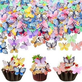 SGQTGIMU 72 Stück Essbare Schmetterlinge für Torte, Tortendeko Schmetterling, Essbare Schmetterlings-Kuchen-Deckel für Hochzeit, Geburtstagsdeko, Jubiläum