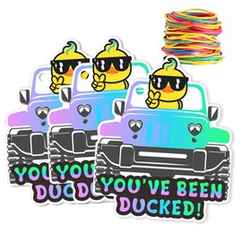 Duck Tags, You've Been Ducked, Cute Duck Tags, Duck Duck Tags, Ducking Game Card, 35 Pack 3x2.4Inches, with Round Hole and Rubber Bands