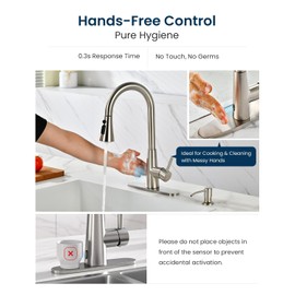 APPASO Touchless Kitchen Faucet with Soap Dispenser Brushed Nickel, Side Motion Sensor Kitchen Faucet, Single Hanle 3-Mode Hands-Free Faucet for Kitchen Sink
