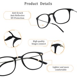 LifeArt Blue Light Blocking Computer Reading Glasses La_fredericton_c5 +3.75 Magnification Blue for Women/Men, Reduce Eyestrian, Sleep Better