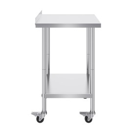 Happybuy 24 x 30 x 40 Inch Stainless Steel Work Table, Heavy Duty Commercial Food Prep Table with Casters, Adjustable Height Metal Workstation for Restaurant, Hotel, Home Use