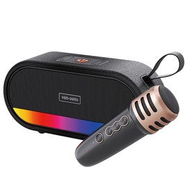 Outdoor Dj Party Portable Music Player Colorful Led Light Mini Sound Box Karaoke Speaker With Microphone Singing Speaker With 1 Wireless Mic And Light, Toys For Birthday Party (SPK009)