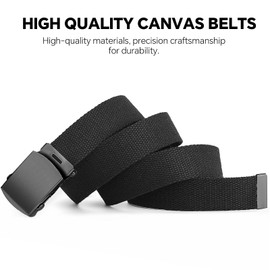 Men's Tactical Belt, 125 cm Military Work Belt, 3.8 cm Nylon Black Belt with Quick Release Metal Buckle, Free Adjustable Tactical Belt, black