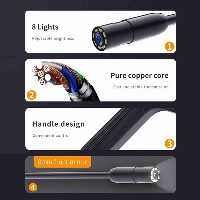 Endoscope Camera with Light, HD 1080P Borescope with 4.3'' Screen