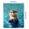 Jekeno Otter Gifts Blanket Cute Ocean Blue Water Ripples Throw