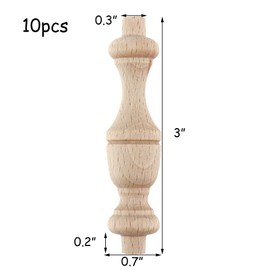 HEVSTIL 10Pack Wooden Baluster Spindles 75mm/3 inch,Length Unpainted Wood Craft Spindles Baluster Decorative Wood Spindle Unfinished Wood Craft Spindles for Crafts, Woodworking and Furniture