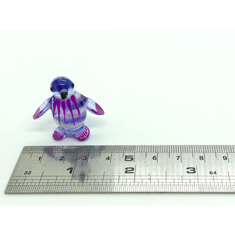 Sansukjai Penguin Tiny Miniature Figurines Hand Blown Glass Art Animals