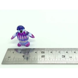 Sansukjai Penguin Tiny Miniature Figurines Hand Blown Glass Art Animals Collectible Gift Home Décor, Blue Purple