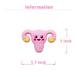Newbloam Uterus Shoe Charms;Cute Cartoon Uterus Charms for Clog Shoes Decoration Women's Rights Feminist Shoes Charm for Kids Adults, PVC Shoe Charm Accessories Decoration Gifts 4 Pcs, Plastic, No