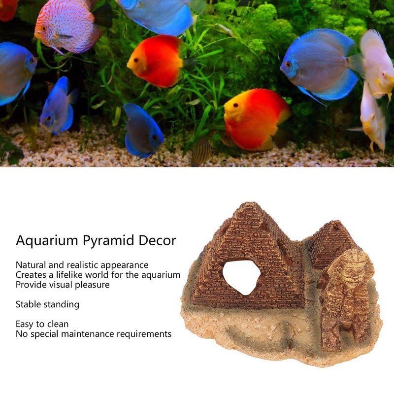 Aquarium Pyramid Decor Realistic Safe Resin Fish Tank Pyramid Hiding