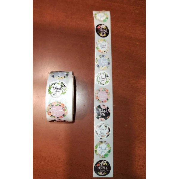 Unknown 1 Roll of 500 1 inch Thank You Round