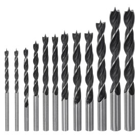 HARFINGTON Brad Point Drill Bit Set 3/4/5/6.5/8/9.5/11/12mm Straight Round Shank Metric Brad Point Spiral Twist Drill Bits for Softwood Hardwood Plywood Plastic Rubber, Black