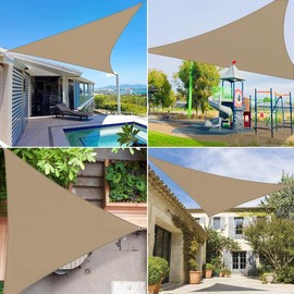COARBOR 24' x 24' x 24' Sun Shade Sail A Ring Design Steel Cable Wire Reinforcement Canopy Super Heavy Duty Strengthen Shades for Outdoor Patio Deck Yard Garden-Sand