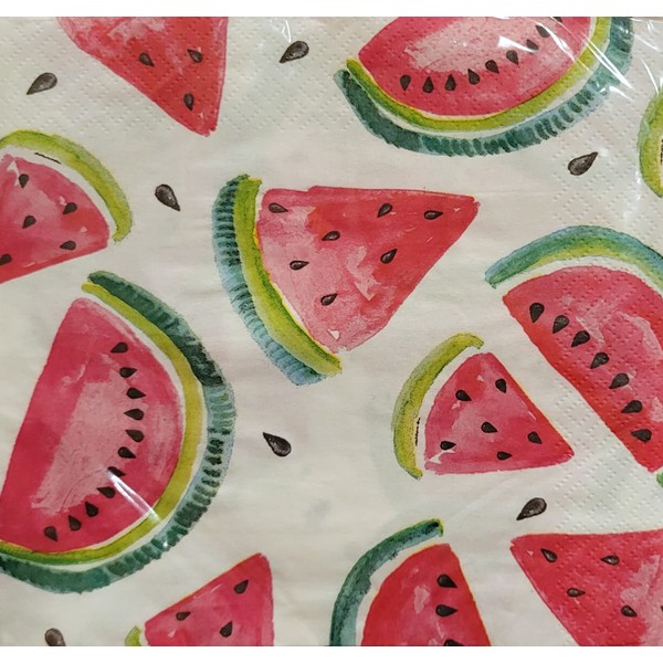 Watermelon Magic Paper Disposable Lunch Napkin | 6.5" x 6.5" size folded | 48 count | 2 ply | Made in the USA