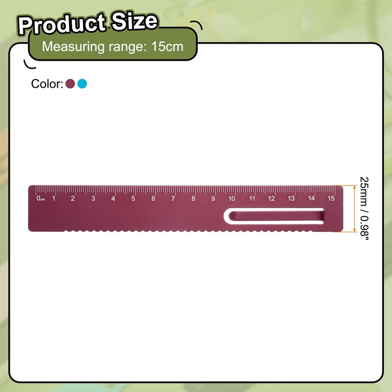 sourcing map 2pcs Straight Ruler 15cm Metric Metal Aluminum Alloy