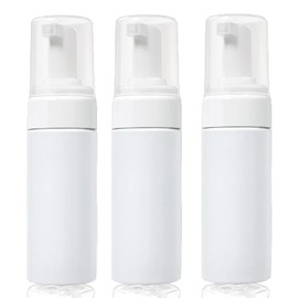 3-Pack Travel-Sized Foaming Pump Bottles - Empty Foaming Liquid Soap Dispensers - for Refillable Travel Hand Soap Shampoo Foaming Castile Cosmetics - BPA Free (100ml/3.3oz) (White)