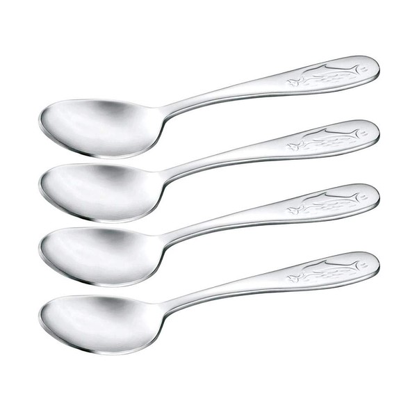 Viva-Haushaltswaren Gabriele Hesse e.K. 4 Children's Spoons / Spoons for Children Chrome Steel Dolphin Motif