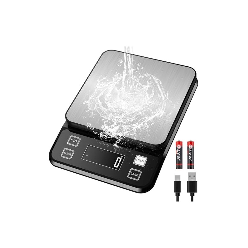 0.1 g - 10 kg Kitchen Scale, Stainless Steel Food