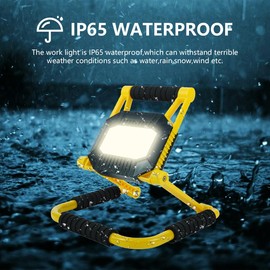 LONLEEYU 1600 Lumen Rechargeable LED Work Light Cordless, Folding Portable COB Lights with 4 Modes, Cordless 360° Rotation IP65 Waterproof for Outdoor Camping Hiking Workshop Car Repairing