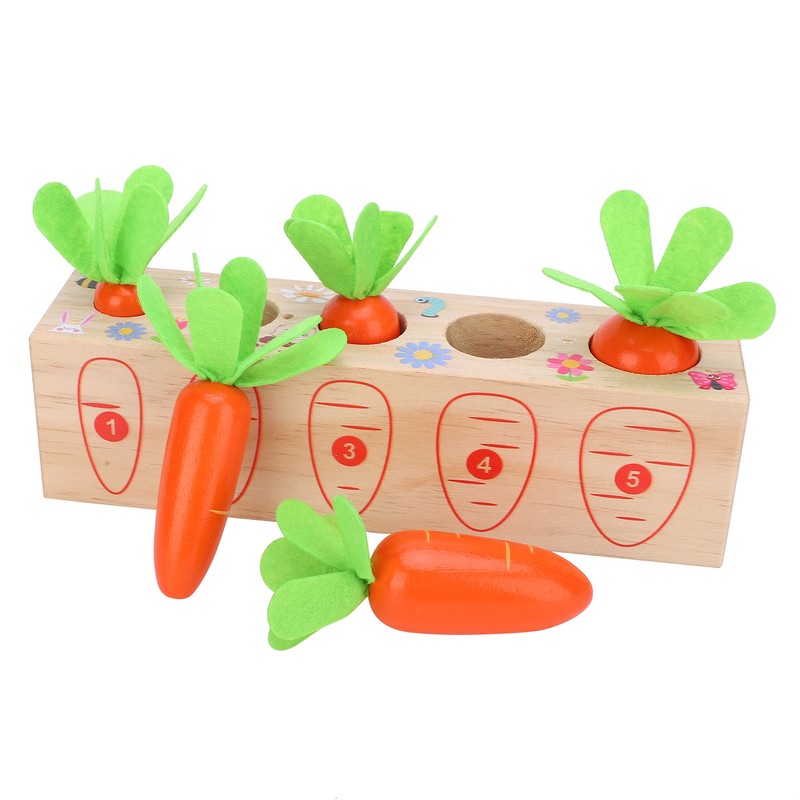 Wooden Pull Carrot Game Number Fine Motor Skill Toy Matching
