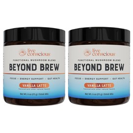 Beyond Brew Vanilla Latte Coffee Alternative - Mushroom Complex w/Lion’s Mane, Reishi, Cordyceps & Chaga for Sustained Focus, Energy & Immunity Support. Prebiotics & Probiotics Support Gut Health (Pa