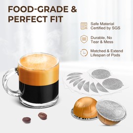 AANQQ Aluminum Foil Seals for Vertuo Reusable Pods: 100 PCS Cover Foil Lids for Refill Espresso Coffee Pods - Fit with Nespresso Vertuoline VertuoPlus Refillable Capsule(Stickers Only)