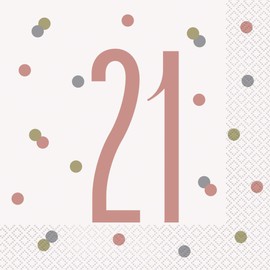 Elegant Rose Gold 21st Glitz Luncheon Napkins (16cm) - Perfect for Parties, Weddings, & Special Occasions - 16 ct