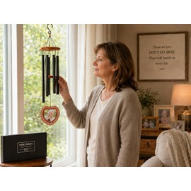 34Inch Memorial Wind Chimes for Outside,Sympathy Wind Chimes for Loss of Loved One,with 3 Inch Heart Photo Frame,in Memory of Mom Dad, Deep Tone Bereavement Gift,Remember Condolence Gift for Funeral
