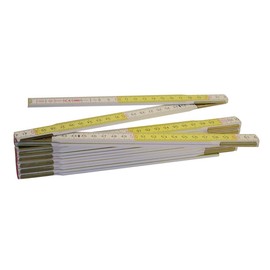 Metrica 23169 Holzgliedermassstab 3 m Duplex-Teilung, weiß/gelb