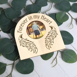 Personalized Loss of Loved One Photo Frame Memorial，Custom lock of Hair Keepsake Jar,Remembrance Bereavement Sympathy Gift for Lost Mom, Dad， Friends, Sisters, Grandparents (semicircle2)