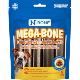 N-Bone Mega-Bone Long-Lasting Dog Chews, Cheeseburger Flavor, 6count, 16.8oz