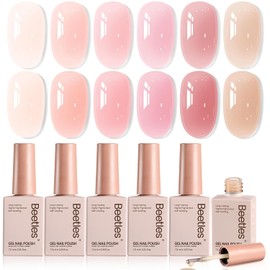 Beetles Esmalte en Gel Jelly Nude, Kit de 6 Colores
