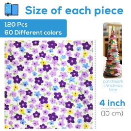 120 Pcs 4'' x 4'' Cotton Craft Fabric Squares, DIY Sewing Quilting Scrapbooking Bundle