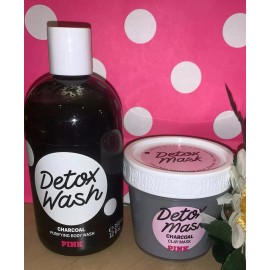 VICTORIA'S SECRET PINK DETOX WASH & CHARCOAL DETOX CLAY MASK ~ Gift Set