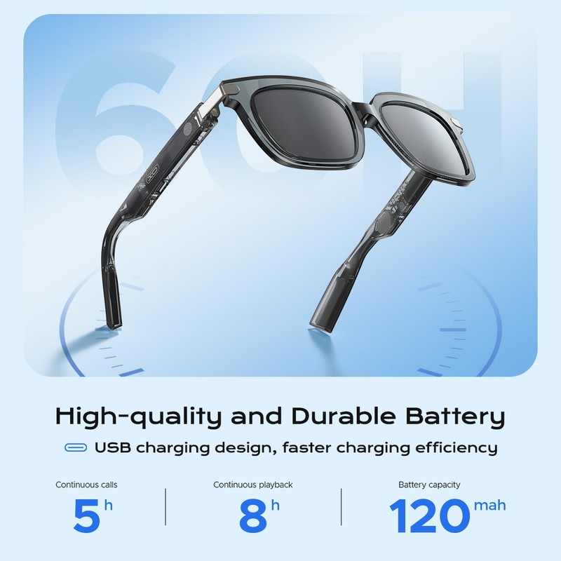 Smart Glasses,Polarized Sunglasses Built-in Mic & Bluetooth Speaker, Wireless Audio