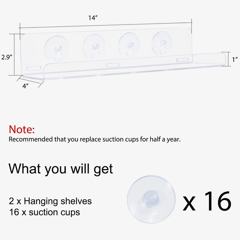 Sumerflos 2 Pack Window Shelves for Plants, Clear Acrylic Suction