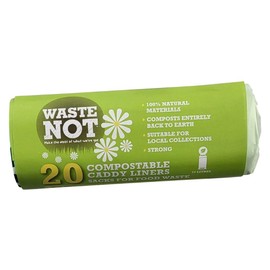 Waste Not BPFL8 Waste Not Compostable Caddy Liner 10l Roll 20 80cm Approx. 45cm Approx. Fast Post