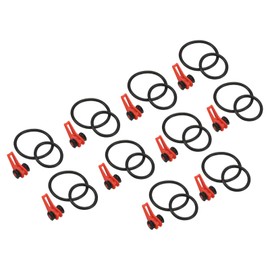 PATIKIL Fishing Hook Keeper, 10 Pack Plastic Fish Lure Bait Holder Accessories with 2 Size Rubber Rings for Fishing Rod Pole, Red