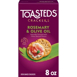 Toasteds Crackers, Lunch Snacks, Party Snacks, Rosemary And Olive Oil, 8oz Box (1 Box)