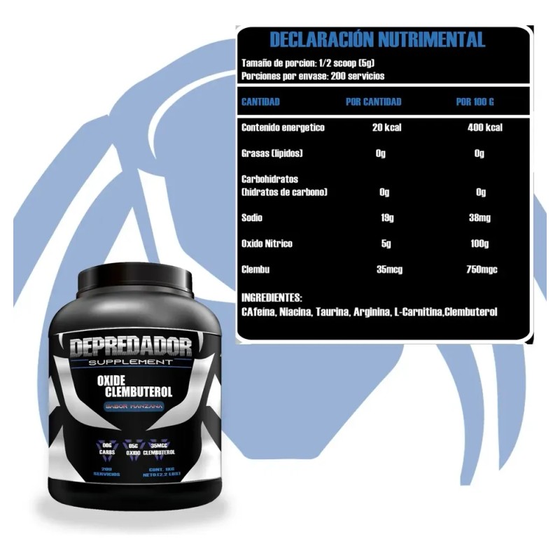 Óxido Nítrico Clembuterol Protein Depredador 1kg