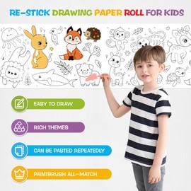 2 Pcs Children's Drawing Roll, Coloring Paper Roll for Kids, 118×11.8 Inch Sticky DIY Painting Drawing Paper Rolls for Toddler, Christmas Gift, Wall Coloring Paper Stickers