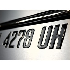 Boat & Jetski Registration Numbers - Domed/Raised Decal Sleek Series (Black Center Chrome Outline)